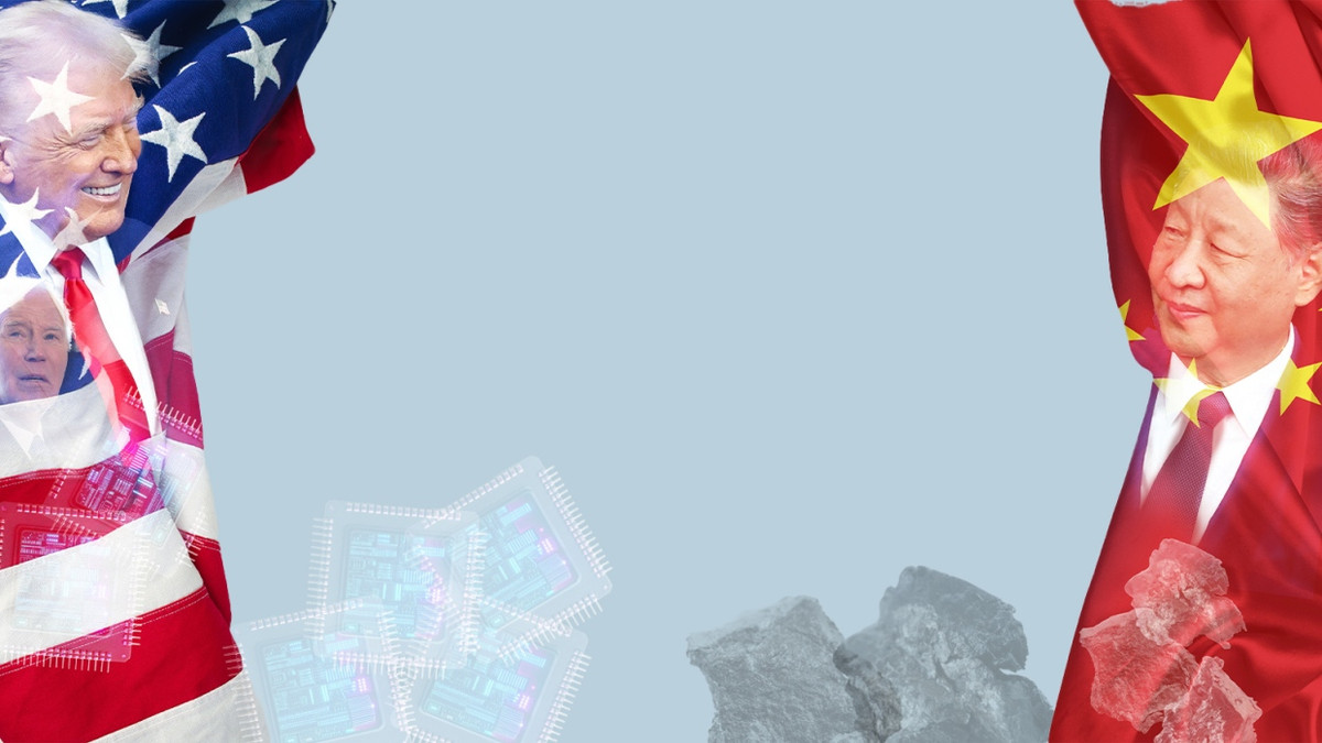 Donald Trump und Xi Jinping haben sich in dieser Woche in Südkorea getroffen. - Fotos AdobeStock, AFP, dpa, Science Photo Library / Bearbeitung F.A.Z.