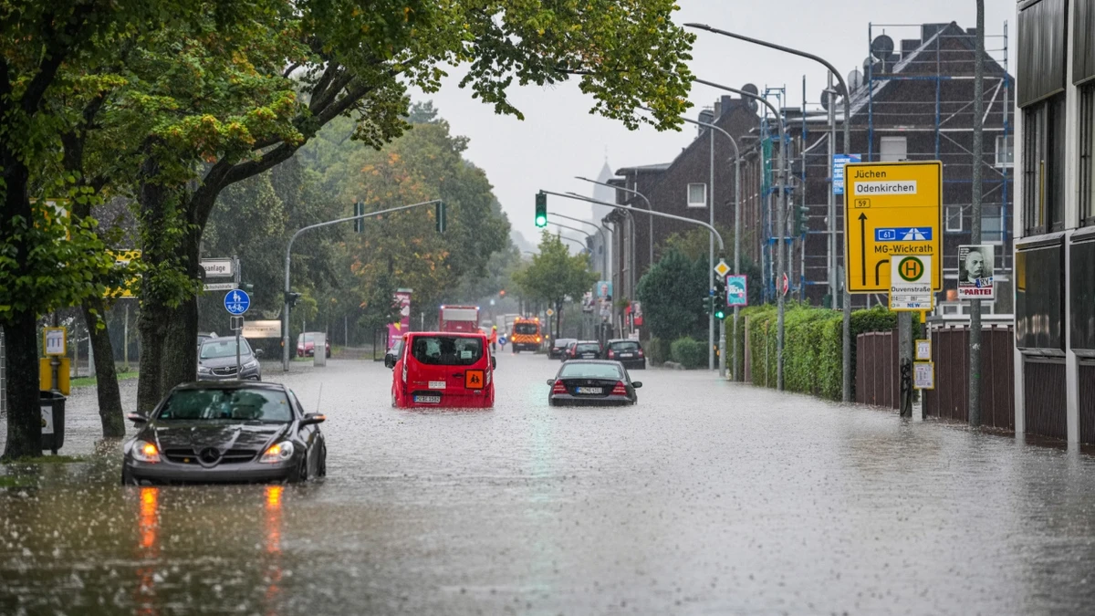 Schwere Unwetter: Starkregen sorgt für Überschwemmungen in Nordrhein-Westfalen