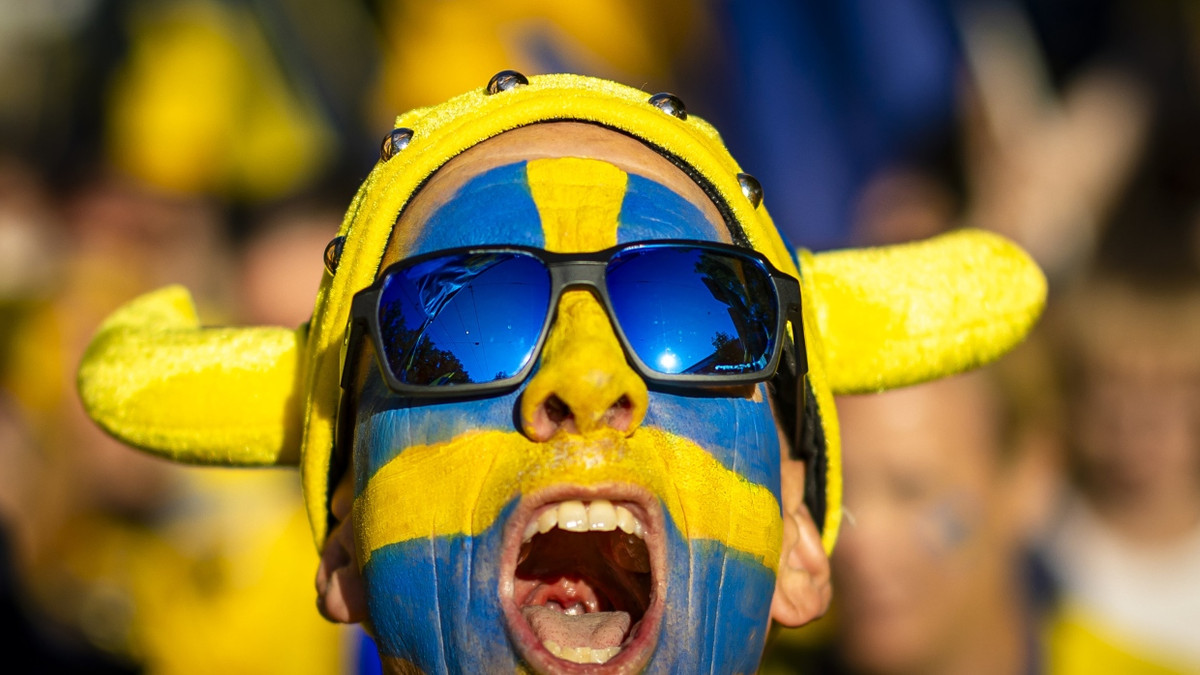 Ein schwedischer Fan geht zum Stadion. - dpa