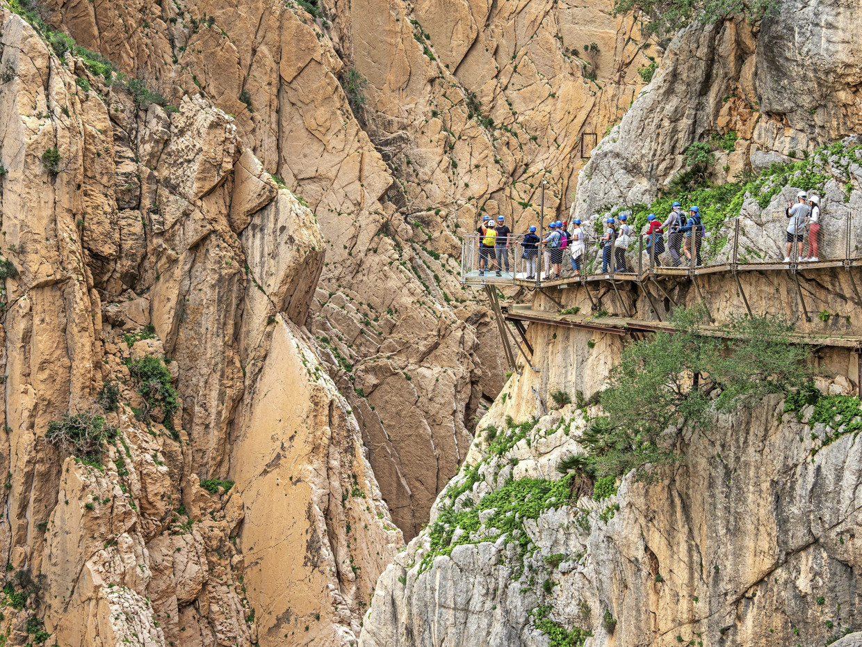 Bitte hinten anstellen: Auf dem Höhenweg Caminito del Rey bei Málaga.