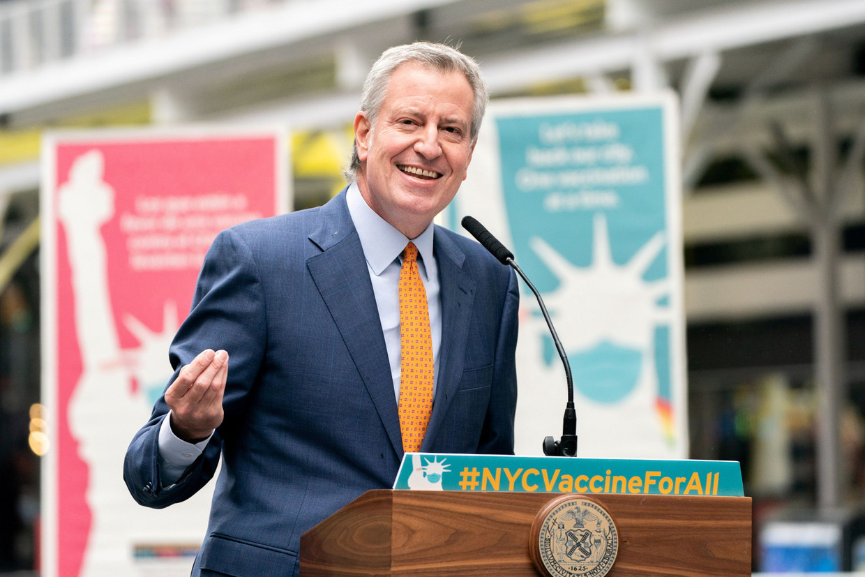 Kampf gegen Covid: De Blasio eröffnet ein Impfzentrum in New York im April 2021.