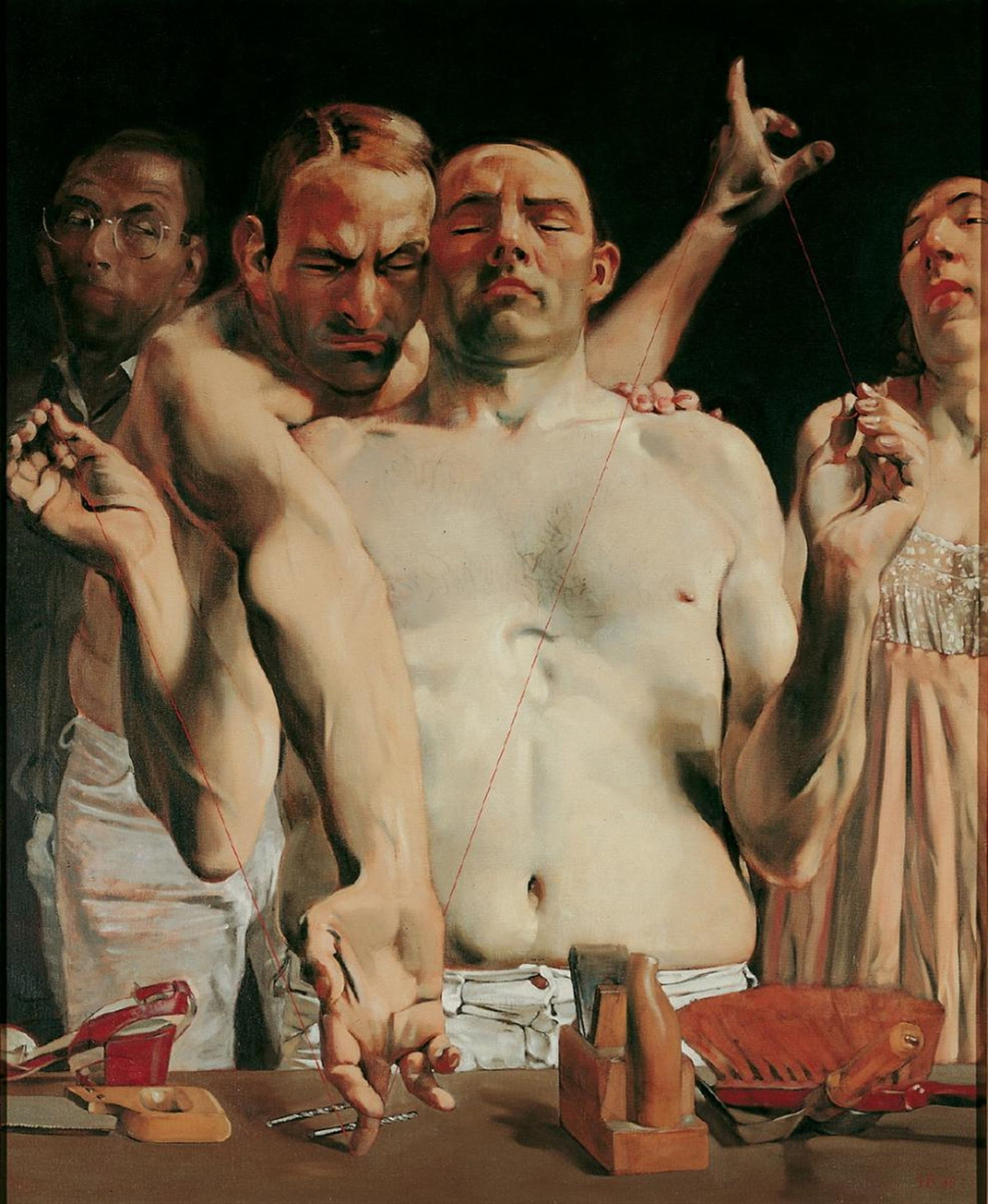 Hängt sein Schicksal an dem dünnen roten Faden? Johannes Grützkes „Himmel und Hölle“ von 1980