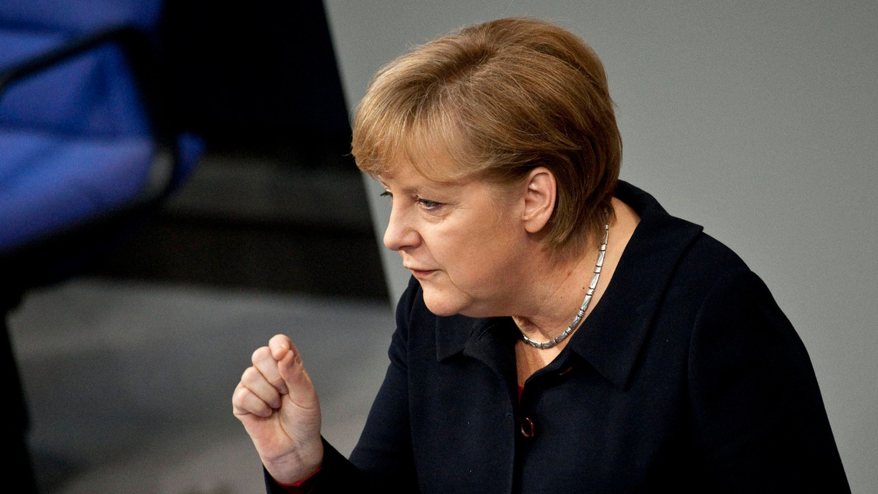 Bundeskanzlerin Angela Merkel bei ihrer Regierungserklärung im Bundestag.