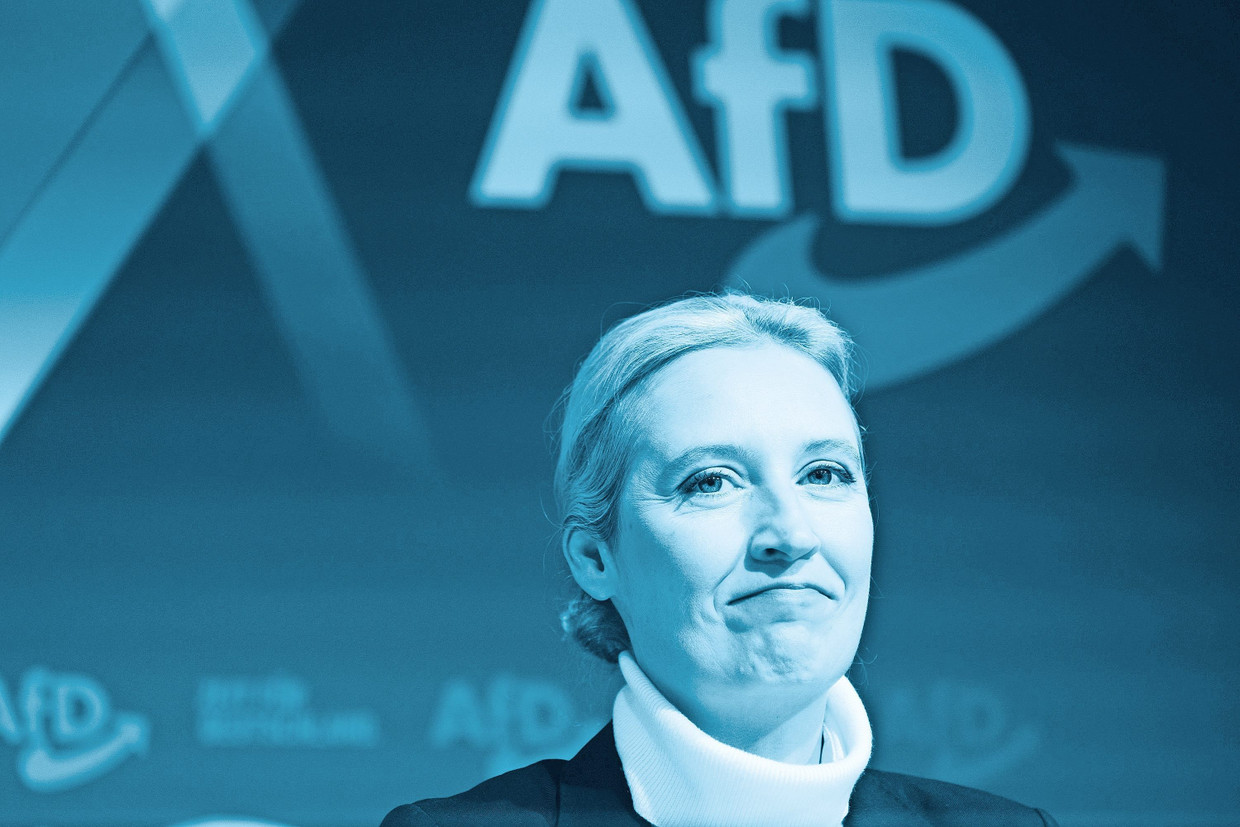 Diesen Gesichtsausdruck machen Menschen oft, wenn sie eine Emotion unterdrücken: Alice Weidel bei ihrer Vorstellung als Kanzlerkandidatin 2024