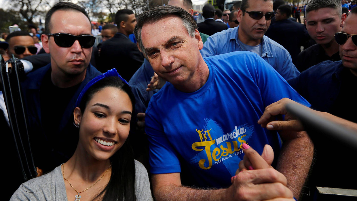 Brasiliens Präsident Jair Bolsonaro bei einem „Marsch für Jesus“ evangelikaler Christen im August in Brasilia