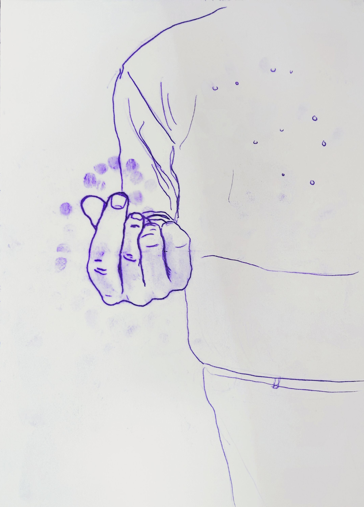 Bei Drawing Room (Hamburg): Nadine Fechts Blaupausenzeichnung „I heart you“ von 2024, 2300 Euro