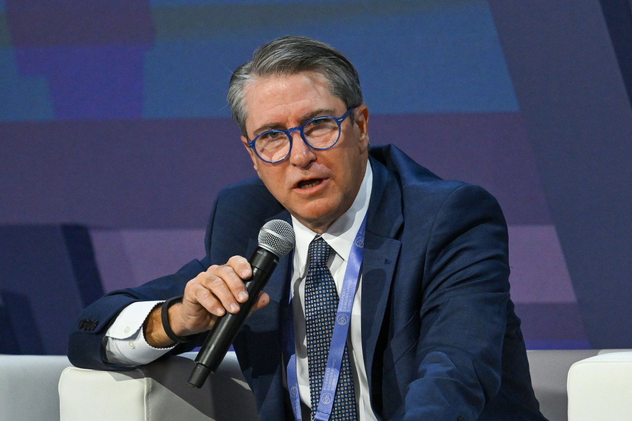 Der Politikwissenschaftler Patrick Deneen bei einer Podiumsdiskussion in Budapest im Jahr 2023