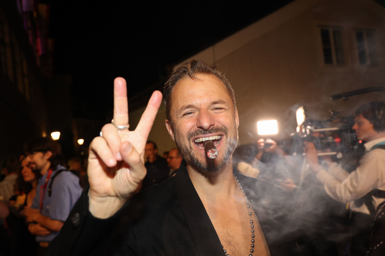 Gut drauf: Philipp Hochmair auf der Permierenfeier von „Jedermann“ bei den Salzburger Festspielen 2024