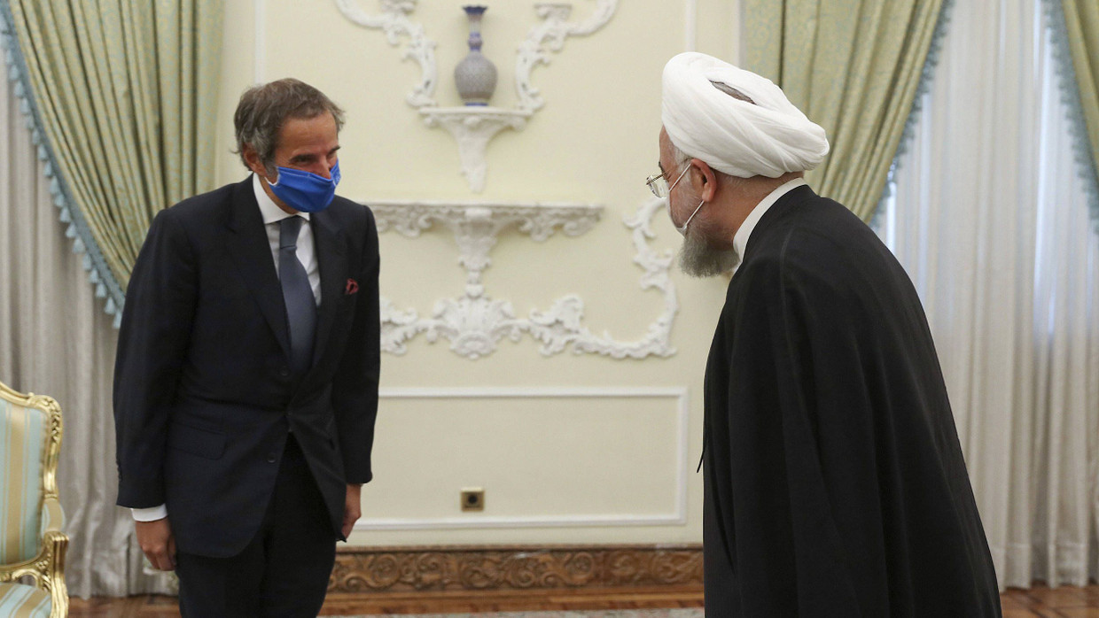 Irans Präsident Hassan Rohani während eines Treffens mit dem IAEA-Generaldirektor Rafael Mariano Grossi am 28. August in Teheran