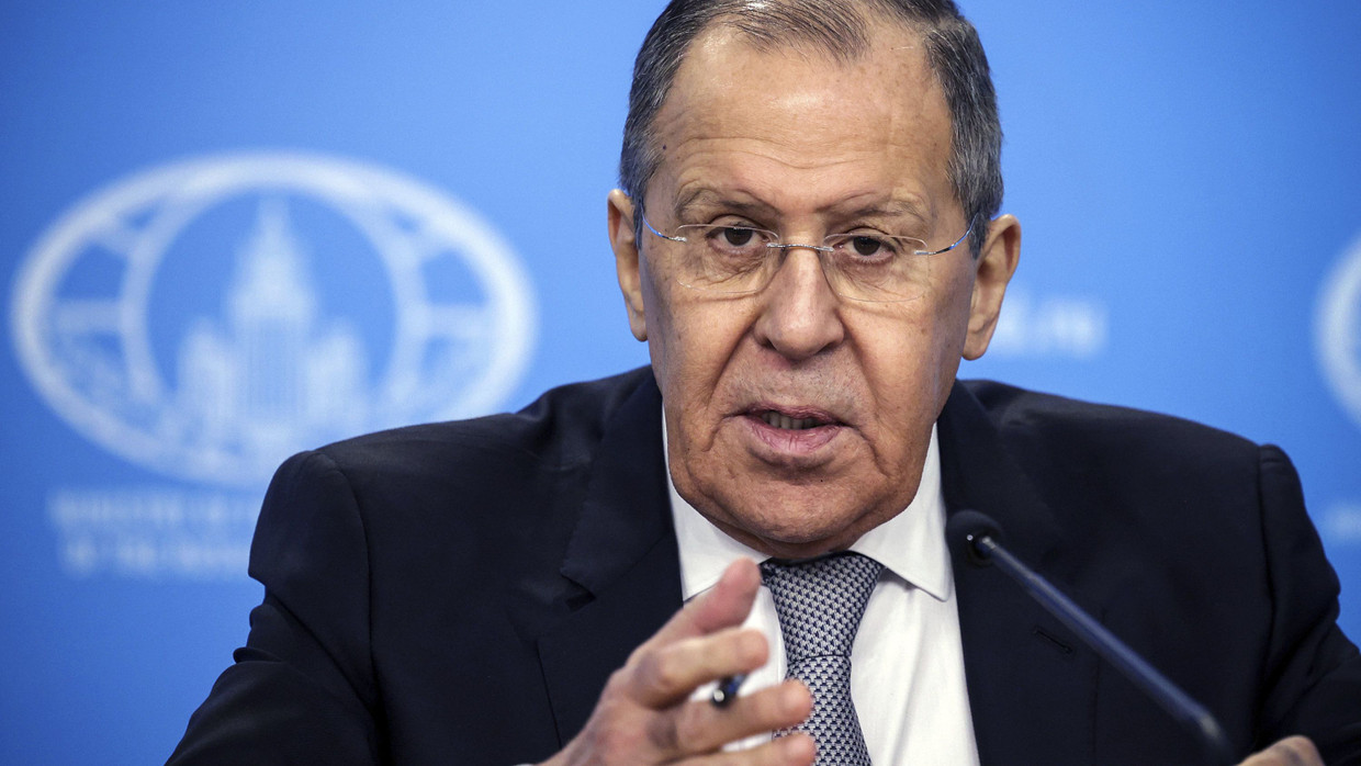 Sergej Lawrow, Außenminister von Russland, spricht während seiner jährlichen Pressekonferenz.