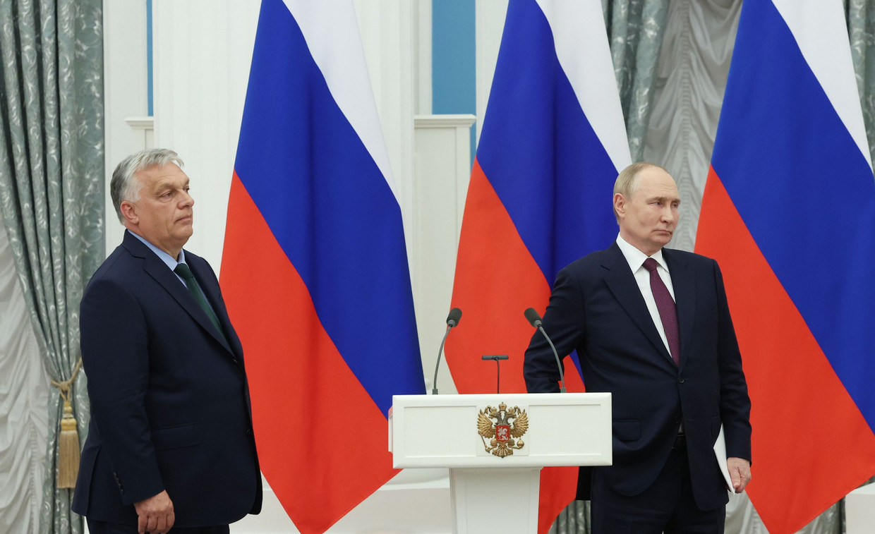 Draht zu Putin: Viktor Orbán während des russischen Angriffskrieg am 5. Juli 2024 in Moskau
