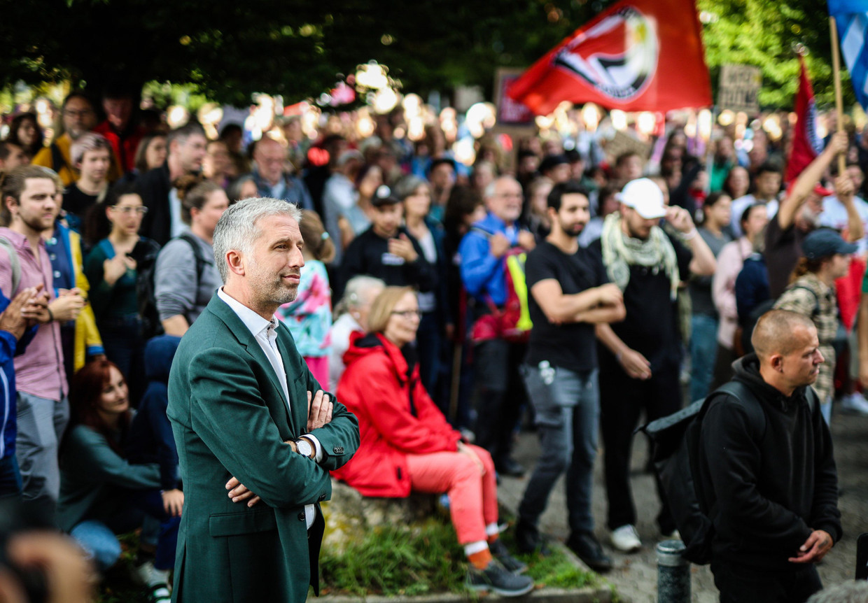 Tübingen's Mayor Boris Palmer (independent) followed a demonstration of the left against the AfD on September 5, 2025, on September 5, 2025, on September 5, 2025.